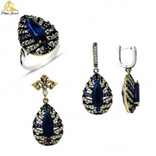 Gümüş Otantik Taşlı Set